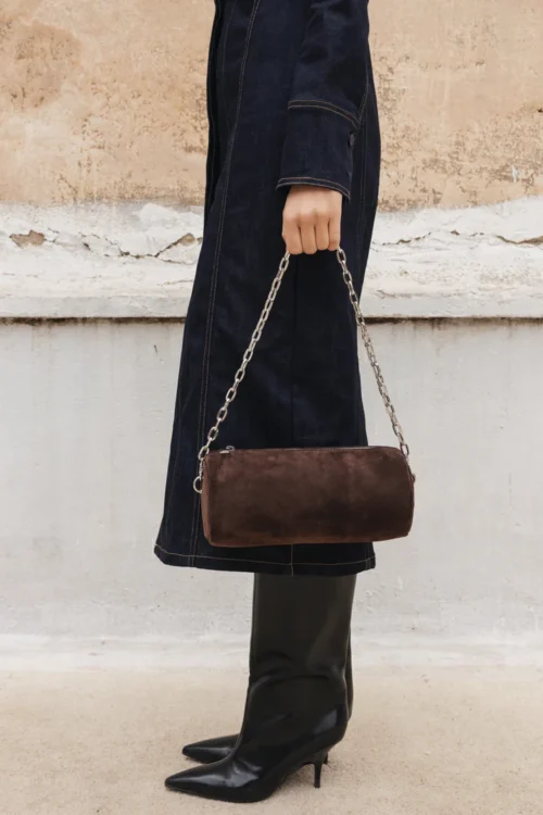 Clic Jewels Barrel Bag (brown suede genuine leather) - Image 2