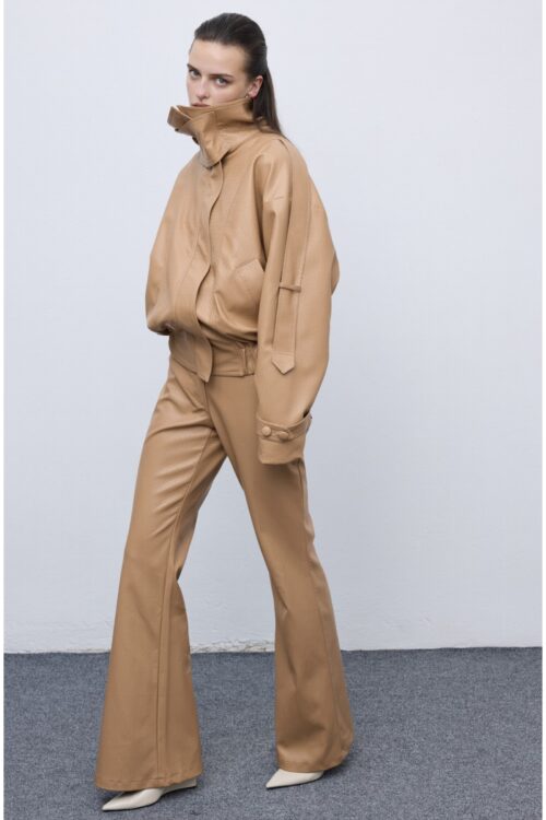 Ciel Concept Leather Knots Pants Camel - Image 1