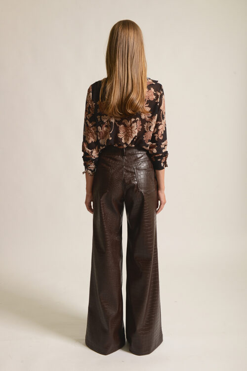 Twenty29 Alex Croco Flare Pants in Brown - Image 2