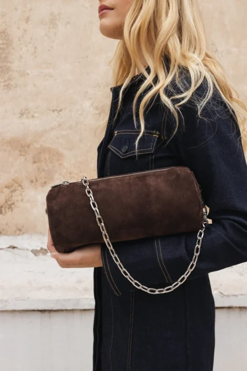 Clic Jewels Barrel Bag (brown suede genuine leather) - Image 1