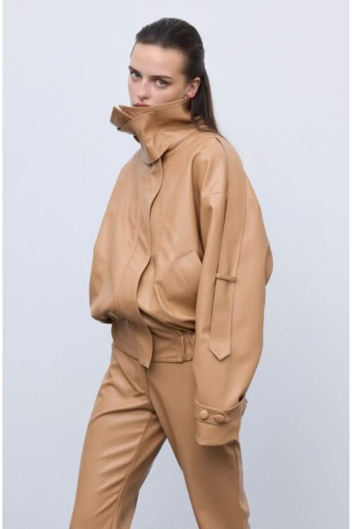 Ciel Concept Leather Knots Jacket Camel - Image 1