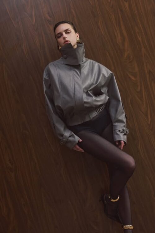 Ciel Concept Leather Knots Jacket Gray - Image 1
