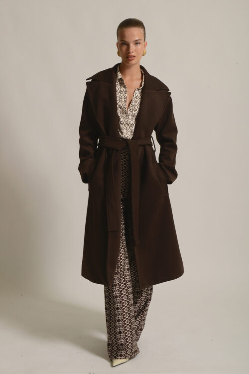 Twenty29 Jackie Coat with belt in brown - Image 1