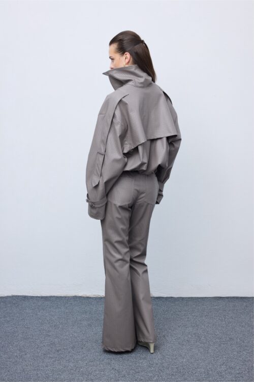Ciel Concept Leather Knots Jacket Gray - Image 3
