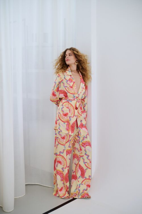 Iraida Goldray yellow satin co-ord set - Image 1