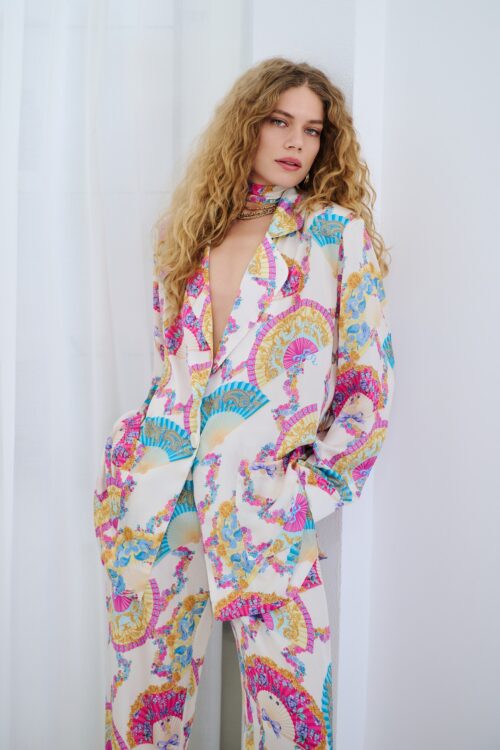 Iraida Goldray white satin co ord set - Image 2